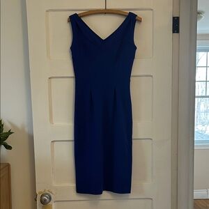 Diane Von Furstenburg Sleeveless V-Neck Midi Dress in Cobalt Blue